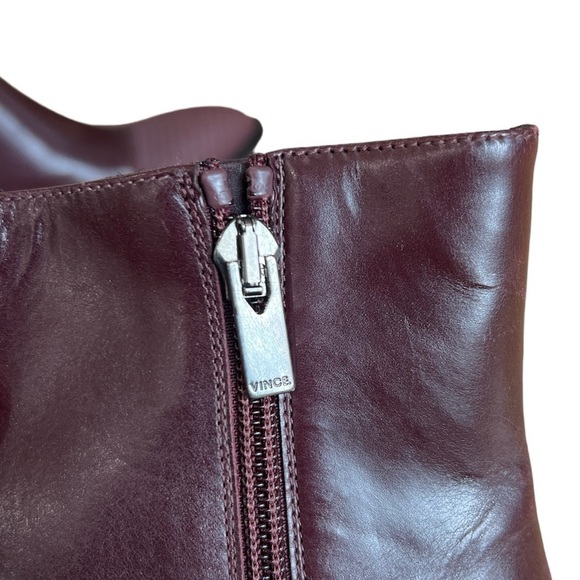 Vince burgundy pointed toe embossed leather chunky heel ankle boots size 6 - Picture 7 of 9